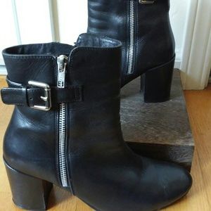 Topshop Black Leather Buckle Boots